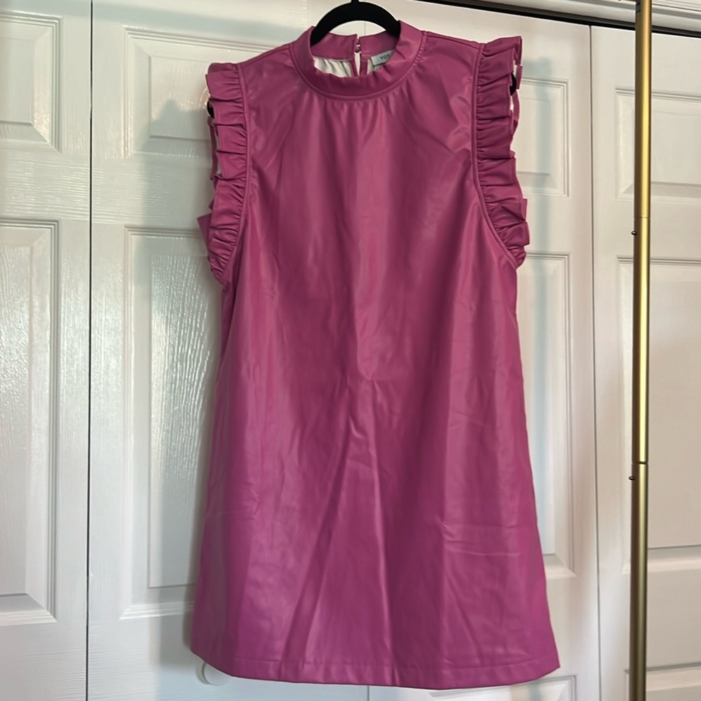 Voy Large Pink Pleather Barbie Core Dress